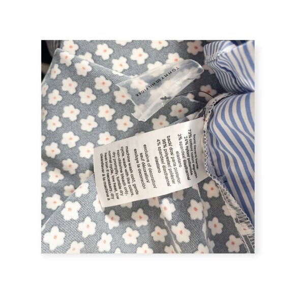 Tommy Hilfiger Striped and Floral Print Collared T-Shirt Dress L Modern Casual - Picture 8 of 9